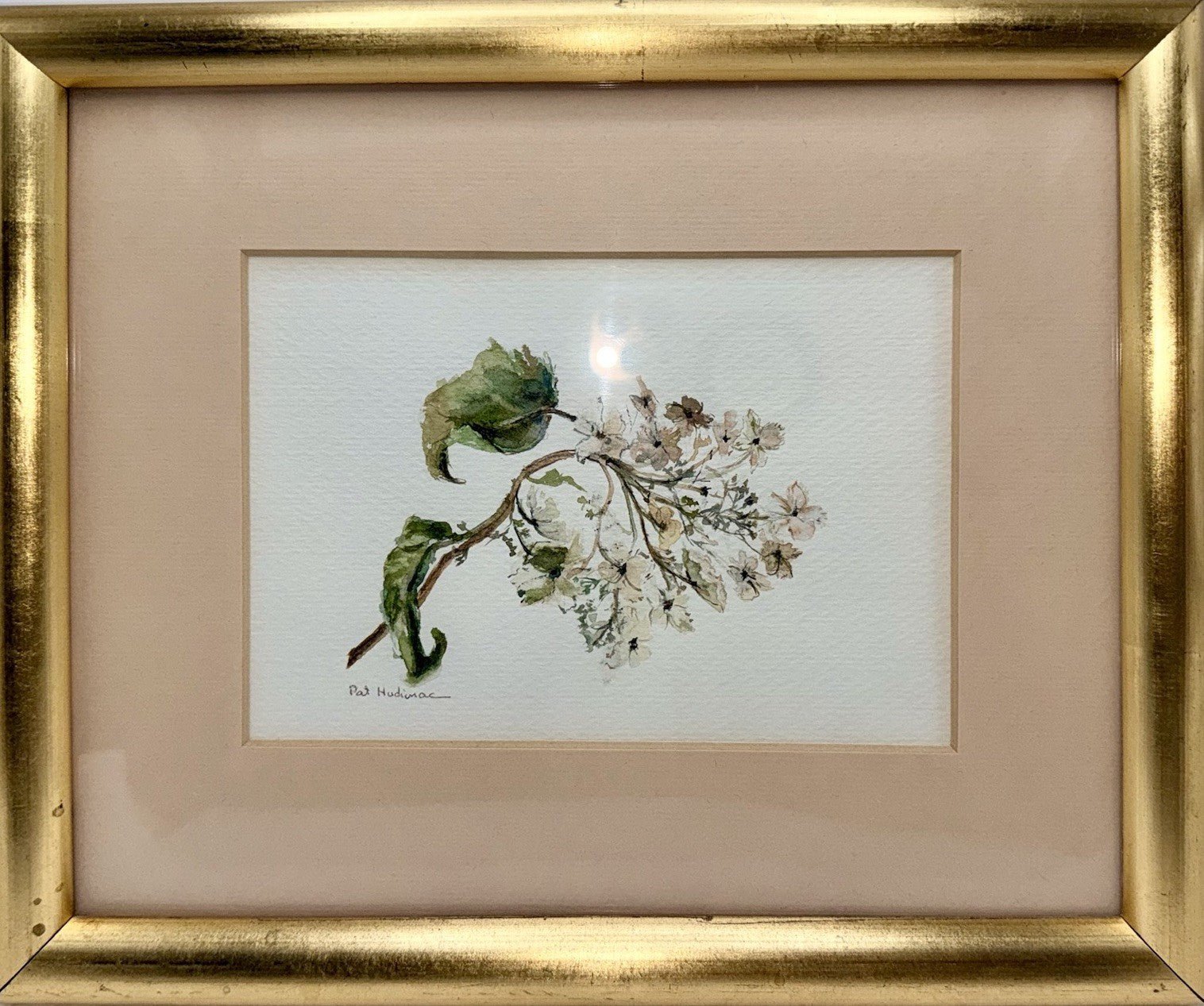 Original Watercolor by Pat Hudimac Flowering Dogwood Signed, Matted, Gold Frame - AntiquesEtceteraOriginal Watercolor by Pat Hudimac Flowering Dogwood Signed, Matted, Gold FrameAntiquesEtceteraAntiquesEtcetera