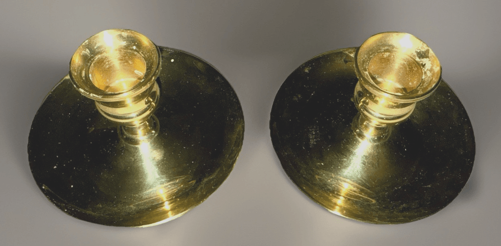 Pair Baldwin Brass 2 1/2 In. Candlestick Holders Vintage Beautiful Shine - AntiquesEtceteraPair Baldwin Brass 2 1/2 In. Candlestick Holders Vintage Beautiful ShineBALDWINAntiquesEtcetera