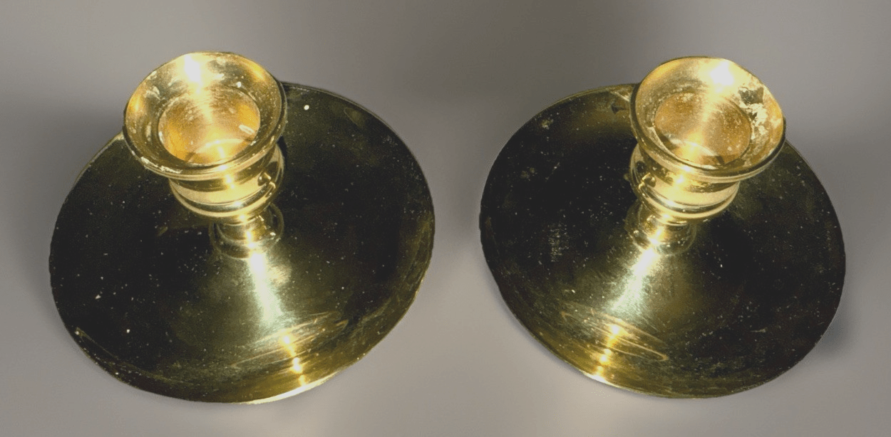 Pair Baldwin Brass 2 1/2 In. Candlestick Holders Vintage Beautiful Shine - AntiquesEtceteraPair Baldwin Brass 2 1/2 In. Candlestick Holders Vintage Beautiful ShineBALDWINAntiquesEtcetera
