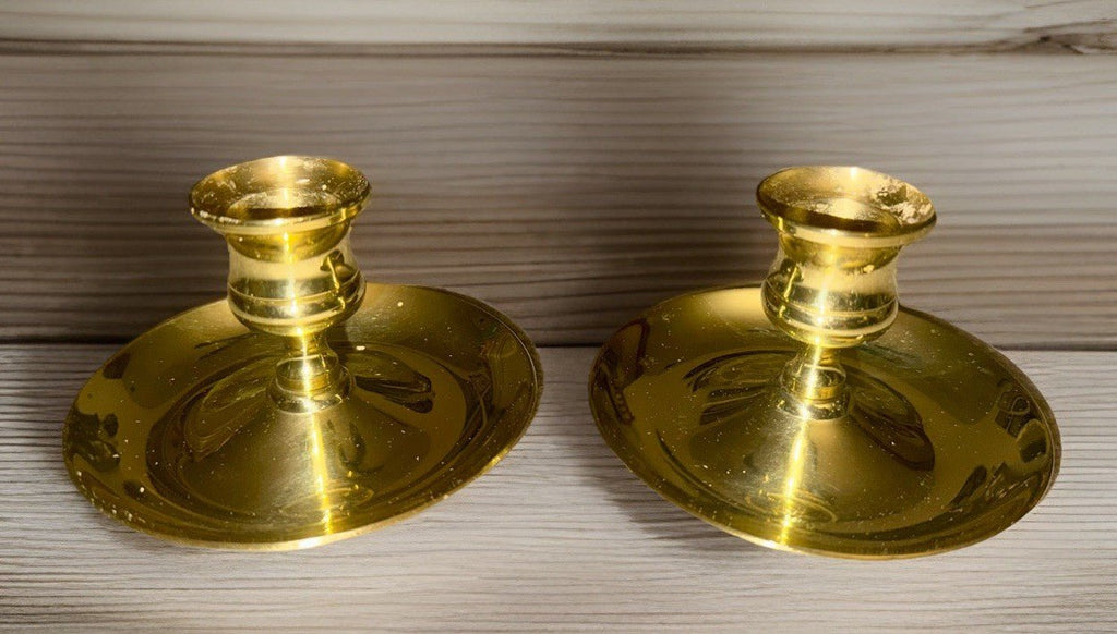 Pair Baldwin Brass 2 1/2 In. Candlestick Holders Vintage Beautiful Shine - AntiquesEtceteraPair Baldwin Brass 2 1/2 In. Candlestick Holders Vintage Beautiful ShineBALDWINAntiquesEtcetera