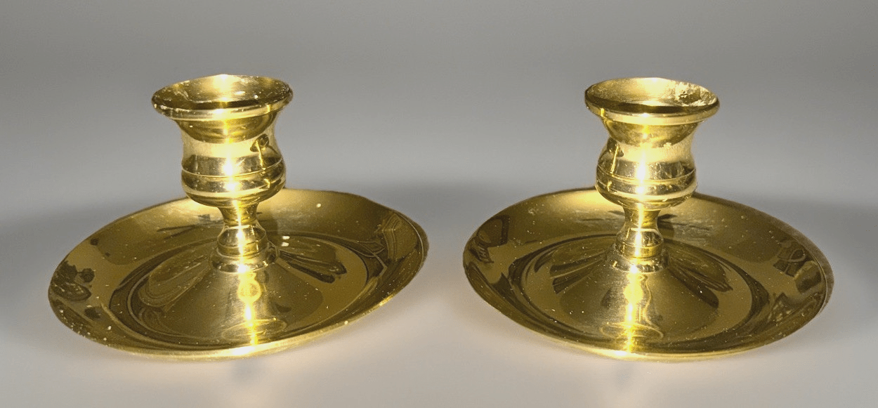 Pair Baldwin Brass 2 1/2 In. Candlestick Holders Vintage Beautiful Shine - AntiquesEtceteraPair Baldwin Brass 2 1/2 In. Candlestick Holders Vintage Beautiful ShineBALDWINAntiquesEtcetera
