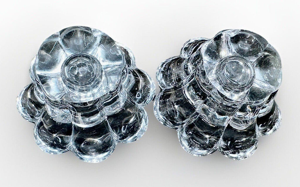 Pair Candle Holder Cups Thick Solid Glass 8 Petal Flower Shape - AntiquesEtceteraPair Candle Holder Cups Thick Solid Glass 8 Petal Flower ShapeUnmarkedAntiquesEtcetera
