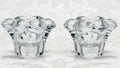 Pair Candle Holder Cups Thick Solid Glass 8 Petal Flower ShapeAntiquesEtcetera