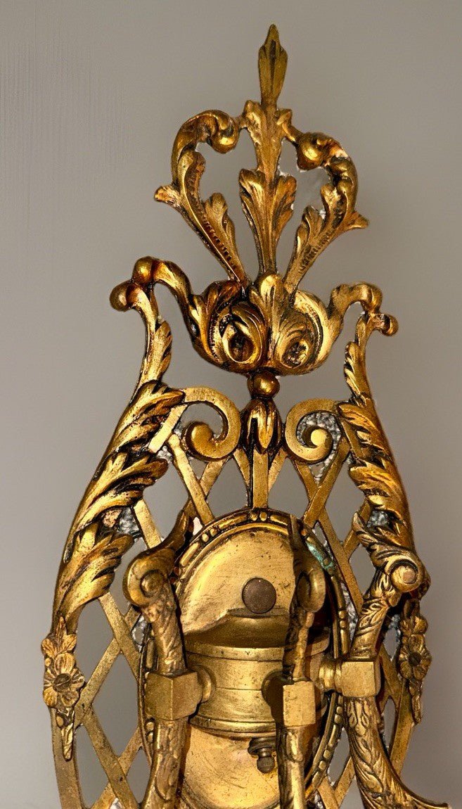 Pair Louis XV 3 - Arm Wall Sconces Cast Brass French Provincial 20" x 16" Working - AntiquesEtceteraPair Louis XV 3 - Arm Wall Sconces Cast Brass French Provincial 20" x 16" WorkingAntiquesEtceteraAntiquesEtcetera