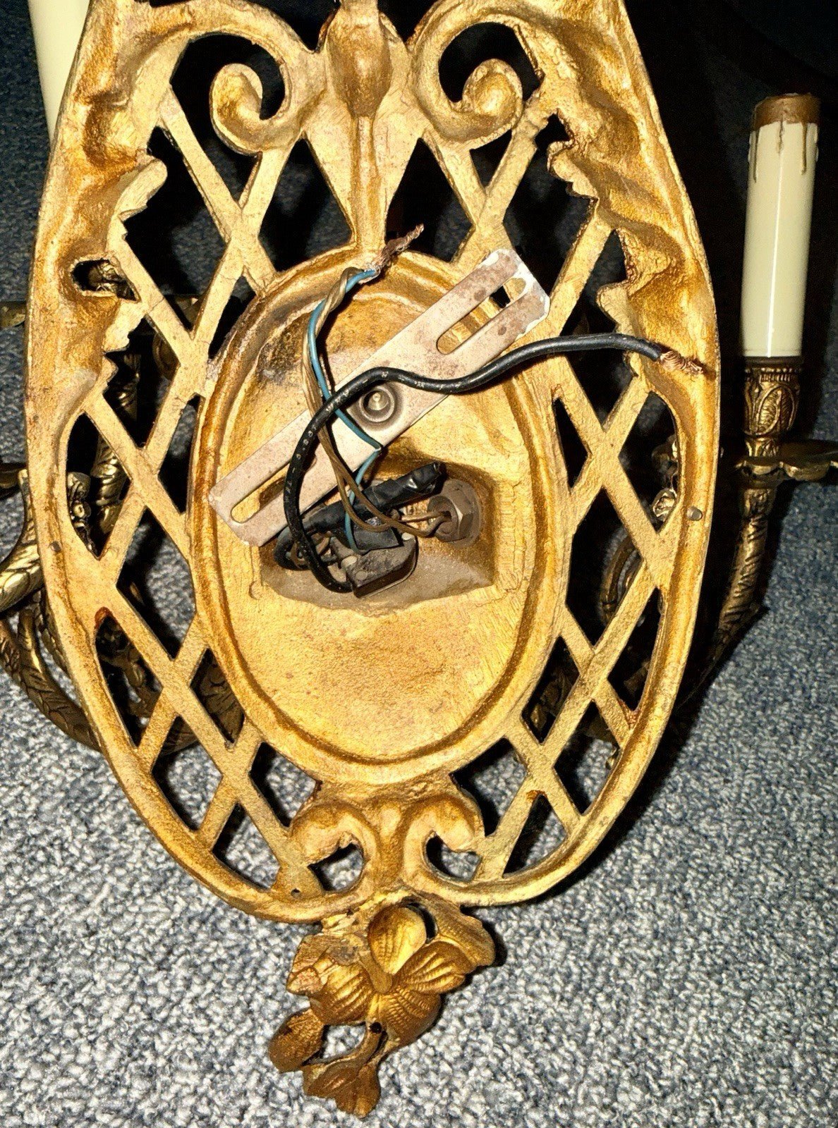 Pair Louis XV 3 - Arm Wall Sconces Cast Brass French Provincial 20" x 16" Working - AntiquesEtceteraPair Louis XV 3 - Arm Wall Sconces Cast Brass French Provincial 20" x 16" WorkingAntiquesEtceteraAntiquesEtcetera
