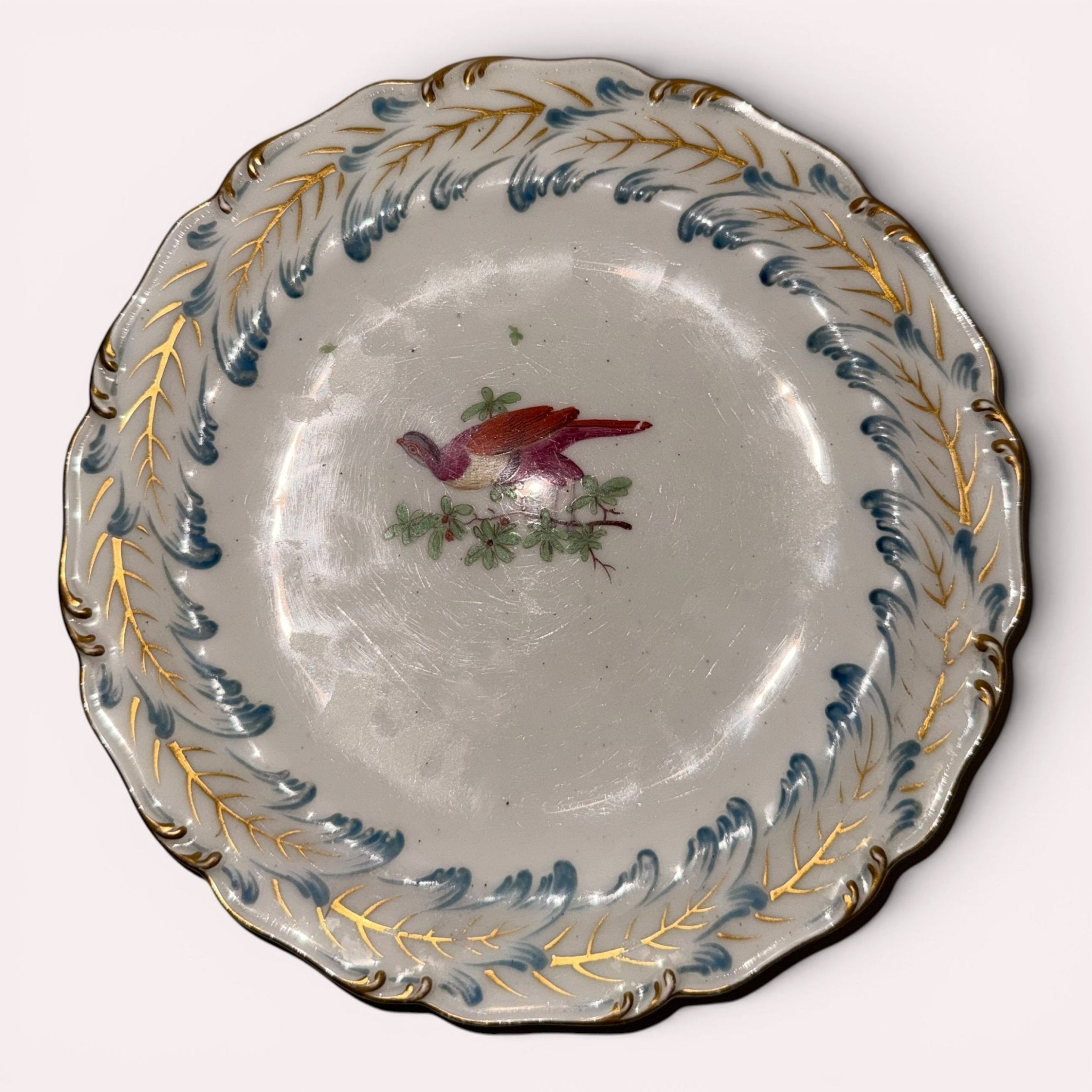 Pair of 18th Century Chelsea Porcelain Plates / Pheasant and Floral / No ChipsAntiquesEtcetera