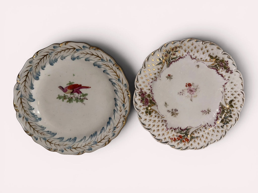 Pair of 18th Century Chelsea Porcelain Plates / Pheasant and Floral / No ChipsAntiquesEtcetera