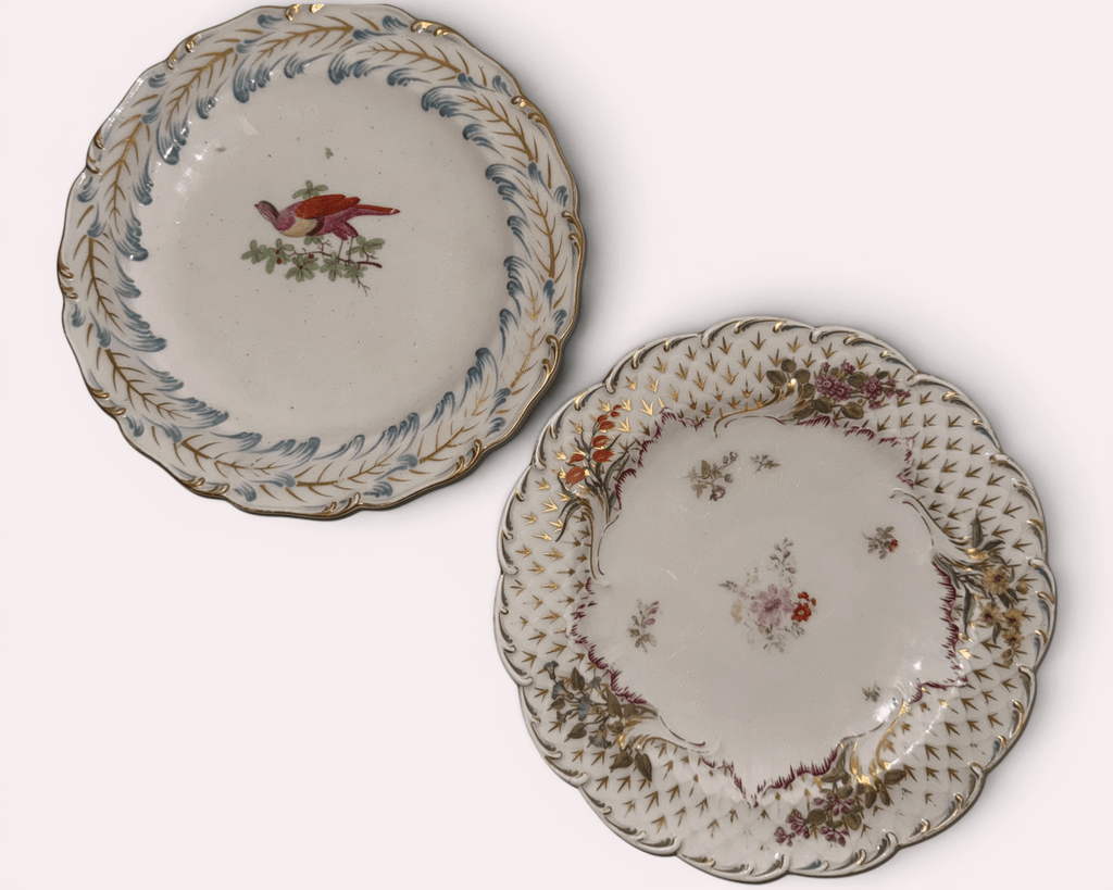 Pair of 18th Century Chelsea Porcelain Plates / Pheasant and Floral / No ChipsAntiquesEtcetera