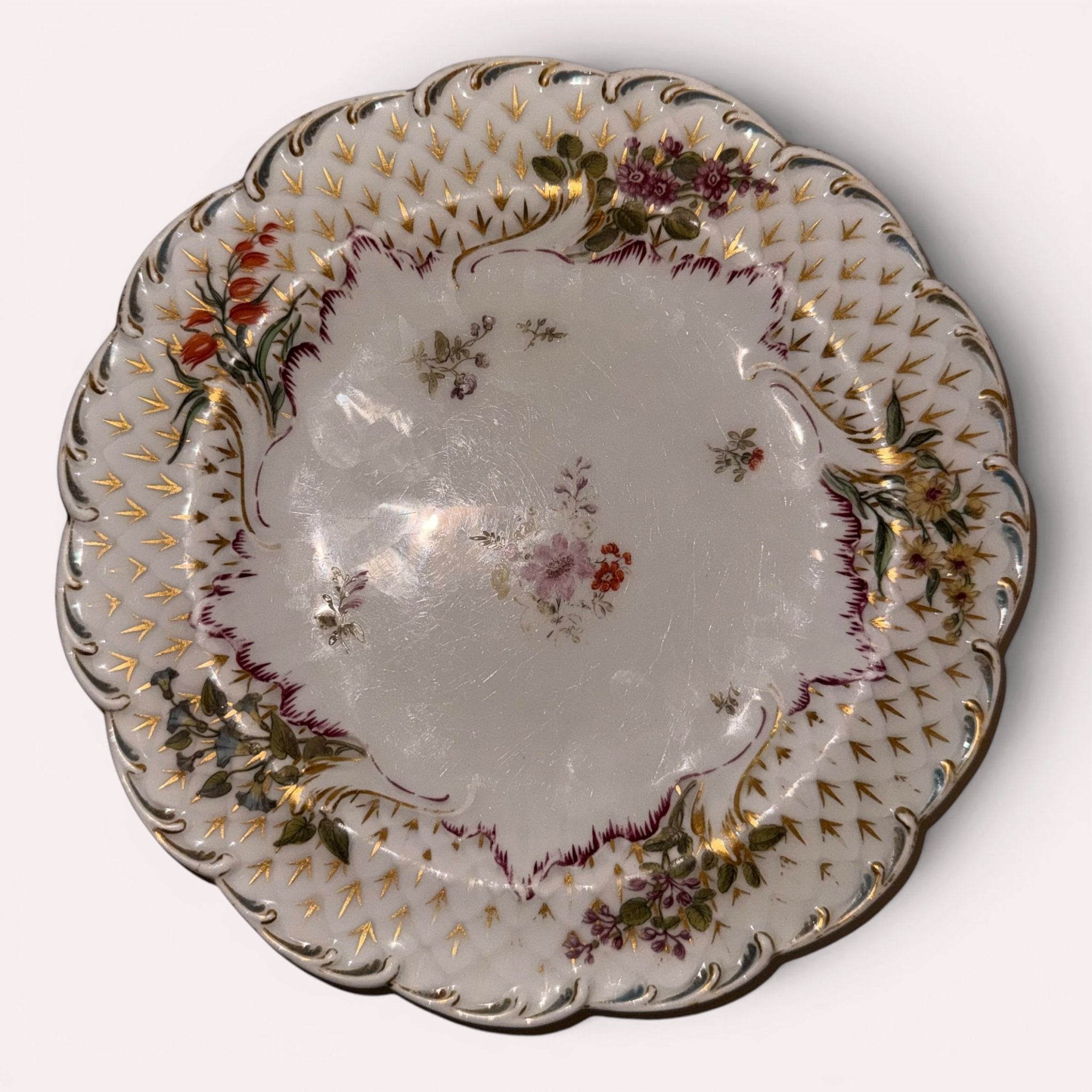 Pair of 18th Century Chelsea Porcelain Plates / Pheasant and Floral / No ChipsAntiquesEtcetera