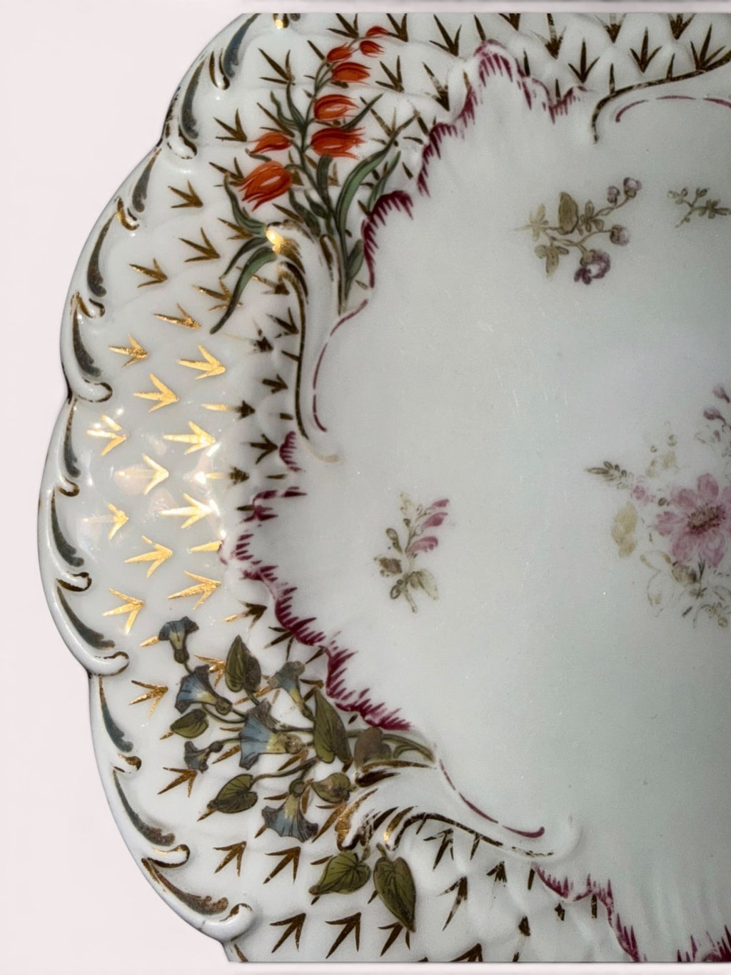 Pair of 18th Century Chelsea Porcelain Plates / Pheasant and Floral / No ChipsAntiquesEtcetera