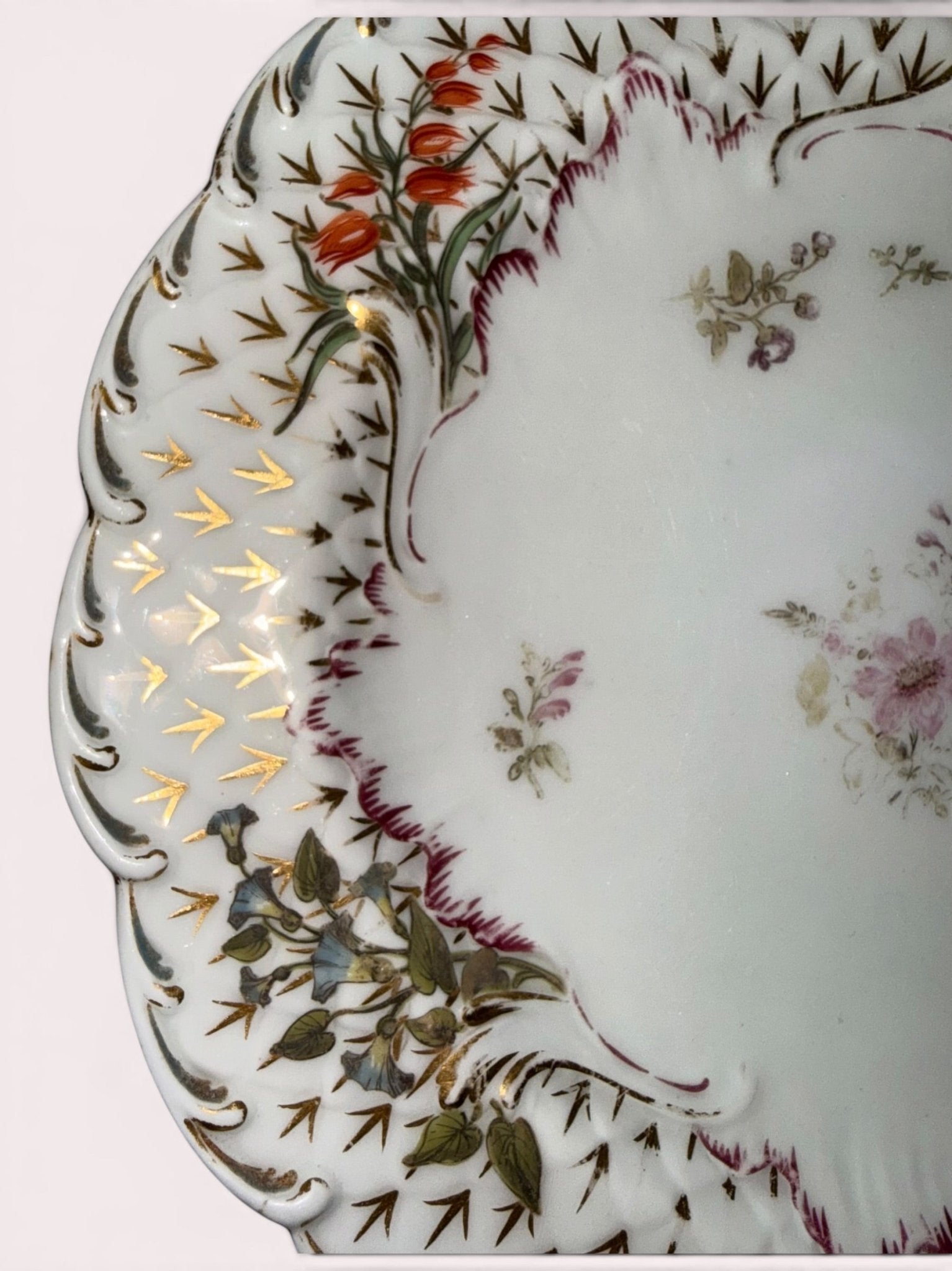 Pair of 18th Century Chelsea Porcelain Plates / Pheasant and Floral / No ChipsAntiquesEtcetera