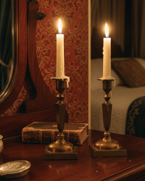 Pair of Brass Candlesticks Candle Holders 5 1/2" High 2 3/8 BasesAntiquesEtcetera