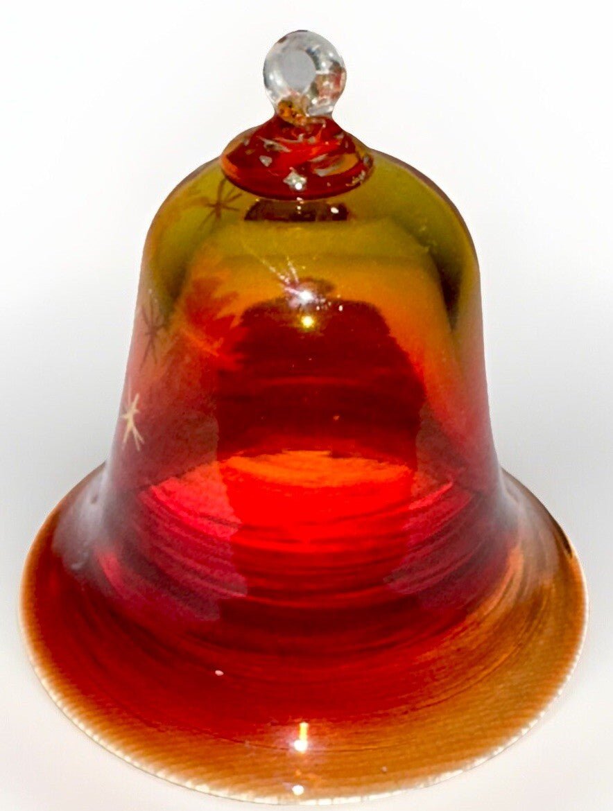 Pairpoint Bryden Amberina Glass Christmas Tree Bell Painted Enamel Starlit Night - AntiquesEtceteraPairpoint Bryden Amberina Glass Christmas Tree Bell Painted Enamel Starlit NightPairpointAntiquesEtcetera