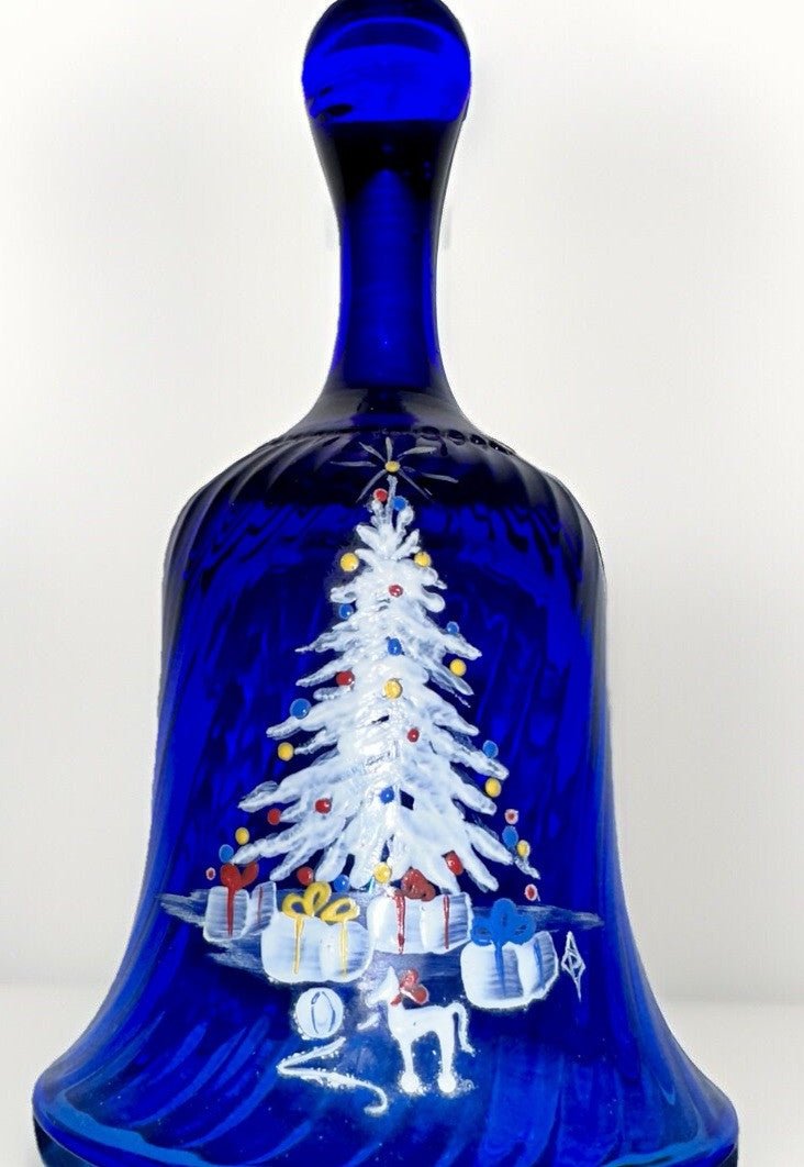Pairpoint Bryden Hand Painted Christmas Bell Enameled Signed "P" Cobalt Blue - AntiquesEtceteraPairpoint Bryden Hand Painted Christmas Bell Enameled Signed "P" Cobalt BluePairpointAntiquesEtcetera
