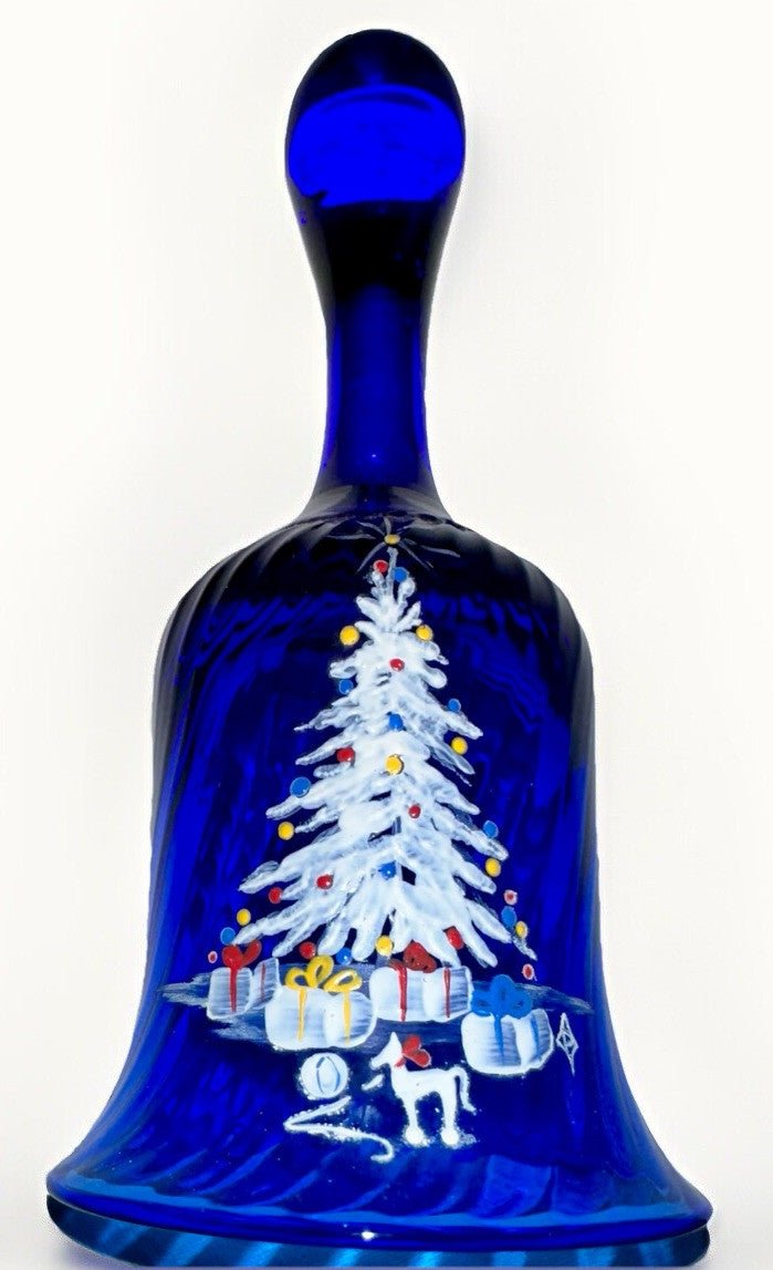 Pairpoint Bryden Hand Painted Christmas Bell Enameled Signed "P" Cobalt Blue - AntiquesEtceteraPairpoint Bryden Hand Painted Christmas Bell Enameled Signed "P" Cobalt BluePairpointAntiquesEtcetera