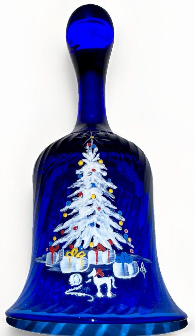 Pairpoint Bryden Hand Painted Christmas Bell Enameled Signed "P" Cobalt Blue - AntiquesEtceteraPairpoint Bryden Hand Painted Christmas Bell Enameled Signed "P" Cobalt BluePairpointAntiquesEtcetera