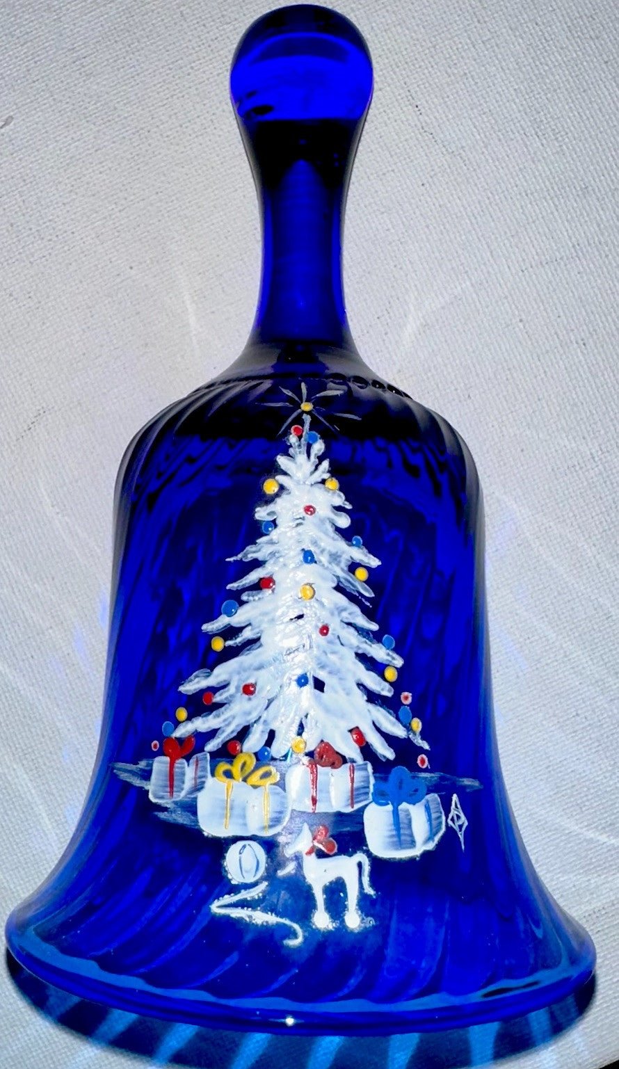 Pairpoint Bryden Hand Painted Christmas Bell Enameled Signed "P" Cobalt Blue - AntiquesEtceteraPairpoint Bryden Hand Painted Christmas Bell Enameled Signed "P" Cobalt BluePairpointAntiquesEtcetera