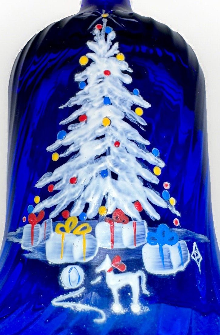 Pairpoint Bryden Hand Painted Christmas Bell Enameled Signed "P" Cobalt Blue - AntiquesEtceteraPairpoint Bryden Hand Painted Christmas Bell Enameled Signed "P" Cobalt BluePairpointAntiquesEtcetera