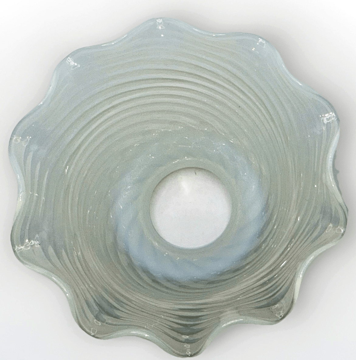 Pearly Opalescent Glass Lamp Shade Frilly Ruffled Rim 5" Diameter 2 1/4" Rim - AntiquesEtceteraPearly Opalescent Glass Lamp Shade Frilly Ruffled Rim 5" Diameter 2 1/4" RimUnbrandedAntiquesEtcetera