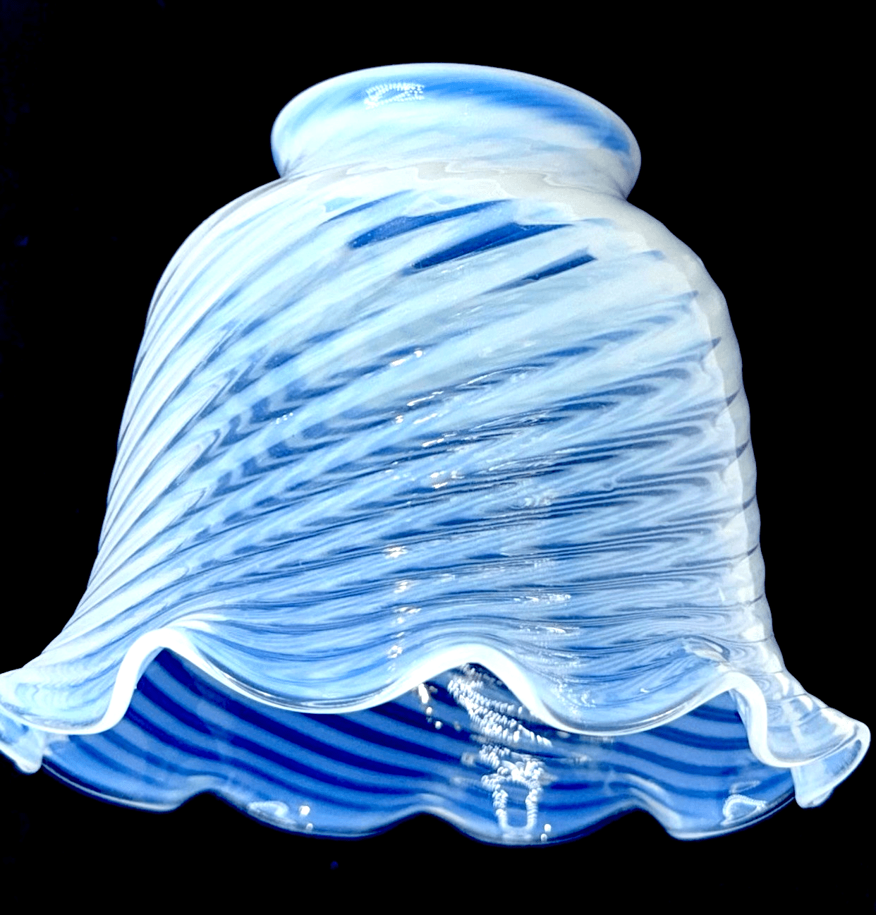 Pearly Opalescent Glass Lamp Shade Frilly Ruffled Rim 5" Diameter 2 1/4" Rim - AntiquesEtceteraPearly Opalescent Glass Lamp Shade Frilly Ruffled Rim 5" Diameter 2 1/4" RimUnbrandedAntiquesEtcetera
