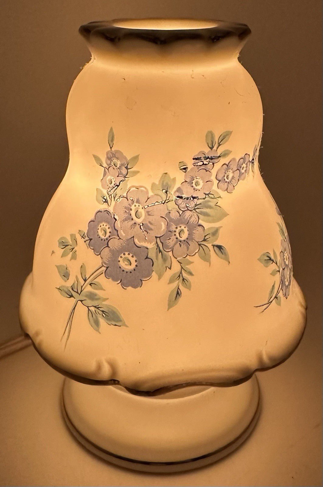 Perfume Diffuser Night Lamp Blue Forget Me Nots Vintage Porcelain Dresser Piece - AntiquesEtceteraPerfume Diffuser Night Lamp Blue Forget Me Nots Vintage Porcelain Dresser PieceUnbrandedAntiquesEtcetera