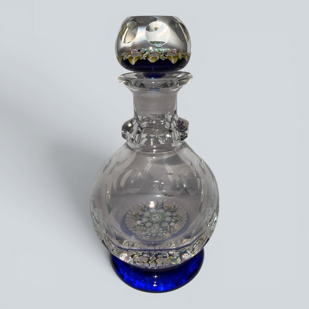 Perthshire Spoke Millefiori Inkwell Paperweight - Signed - with Cobalt Blue BaseAntiquesEtcetera