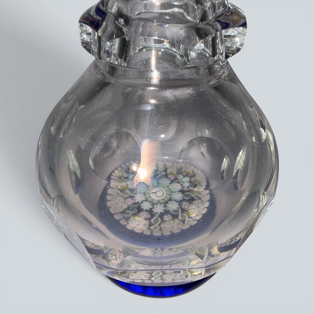 Perthshire Spoke Millefiori Inkwell Paperweight - Signed - with Cobalt Blue BaseAntiquesEtcetera