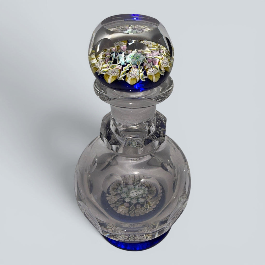 Perthshire Spoke Millefiori Inkwell Paperweight - Signed - with Cobalt Blue BaseAntiquesEtcetera