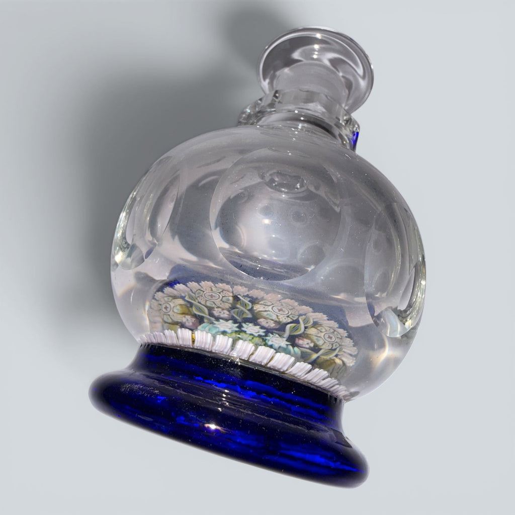 Perthshire Spoke Millefiori Inkwell Paperweight - Signed - with Cobalt Blue BaseAntiquesEtcetera