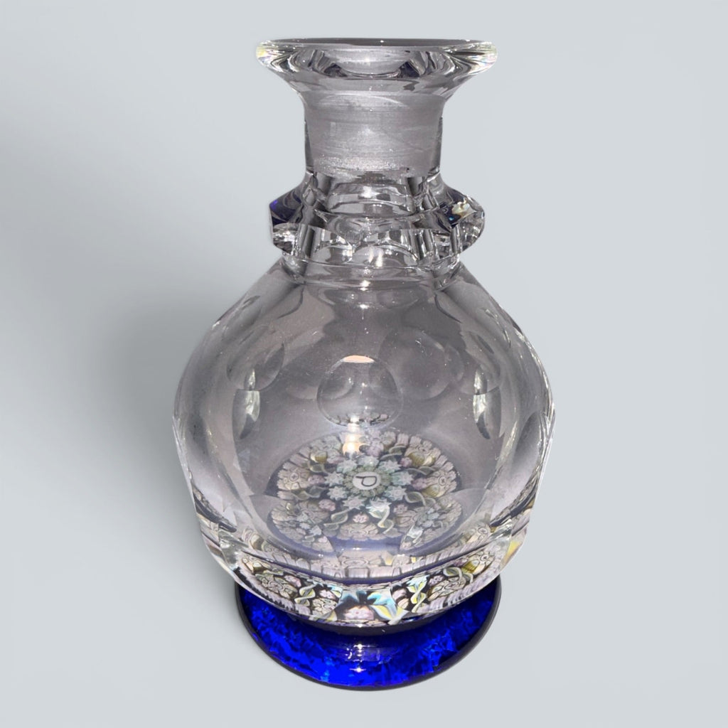 Perthshire Spoke Millefiori Inkwell Paperweight - Signed - with Cobalt Blue BaseAntiquesEtcetera