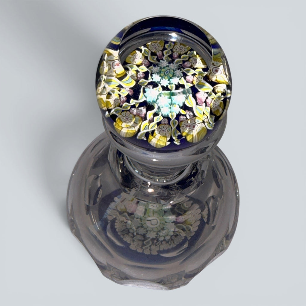 Perthshire Spoke Millefiori Inkwell Paperweight - Signed - with Cobalt Blue BaseAntiquesEtcetera