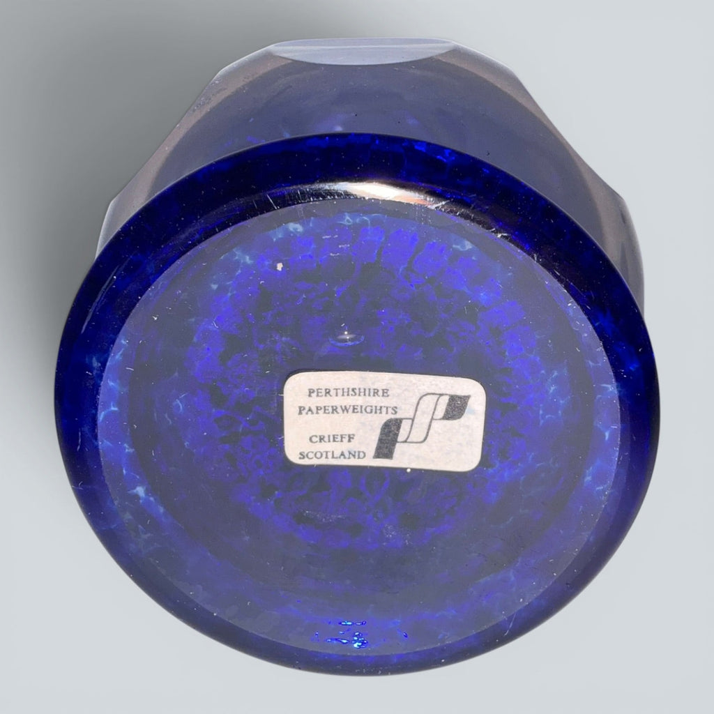 Perthshire Spoke Millefiori Inkwell Paperweight - Signed - with Cobalt Blue BaseAntiquesEtcetera