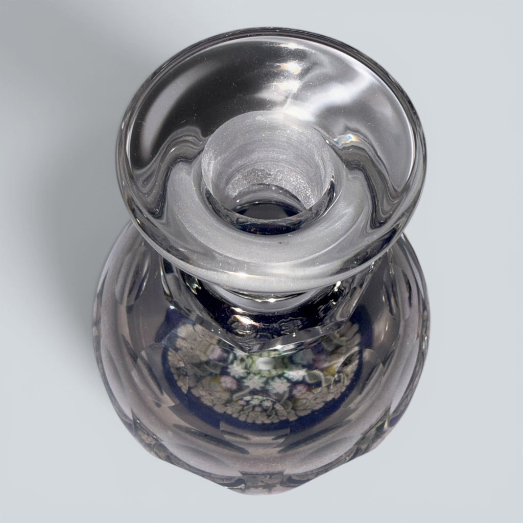 Perthshire Spoke Millefiori Inkwell Paperweight - Signed - with Cobalt Blue BaseAntiquesEtcetera
