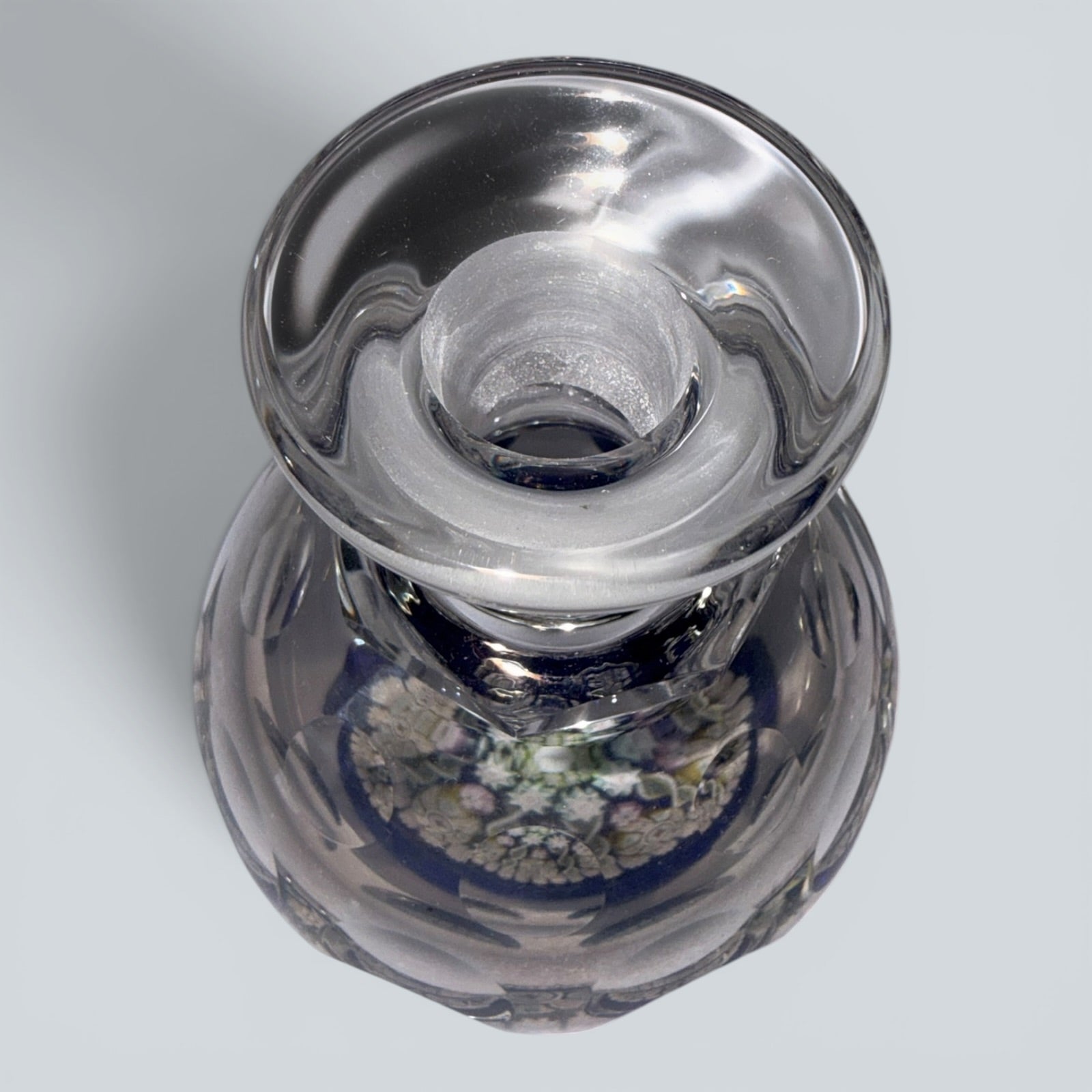 Perthshire Spoke Millefiori Inkwell Paperweight - Signed - with Cobalt Blue BaseAntiquesEtcetera
