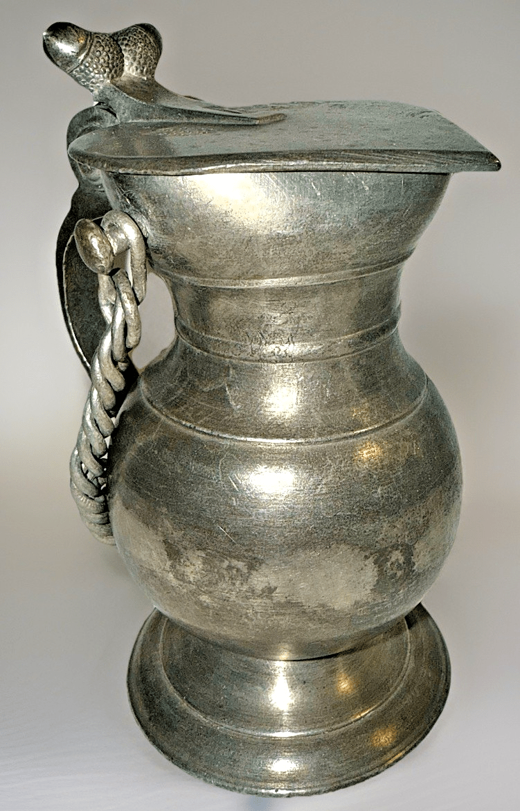 Pewter Creamer Syrup Flagon w/ Touchmarks / Lorenzo Della Bianca Acorns & Chain - AntiquesEtceteraPewter Creamer Syrup Flagon w/ Touchmarks / Lorenzo Della Bianca Acorns & ChainAntiquesEtceteraAntiquesEtcetera