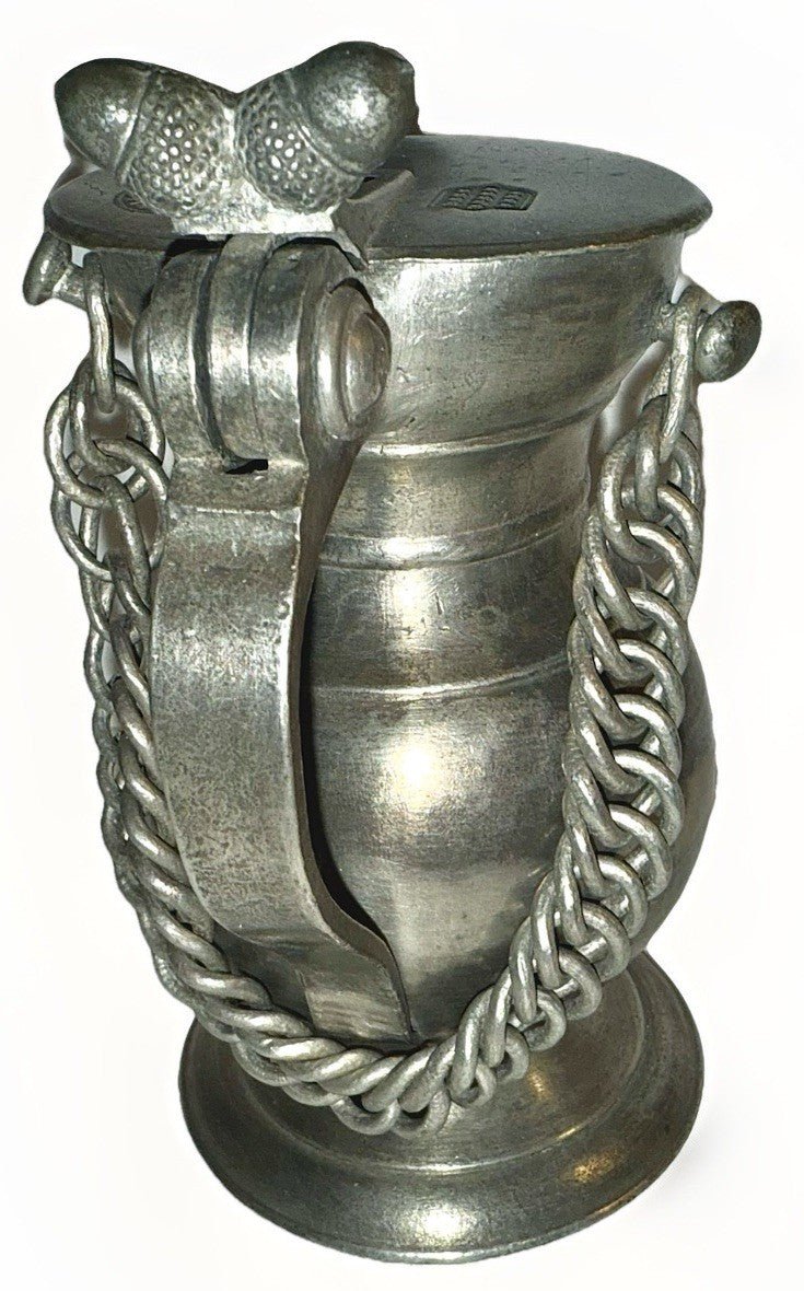 Pewter Creamer Syrup Flagon w/ Touchmarks / Lorenzo Della Bianca Acorns & Chain - AntiquesEtceteraPewter Creamer Syrup Flagon w/ Touchmarks / Lorenzo Della Bianca Acorns & ChainAntiquesEtceteraAntiquesEtcetera