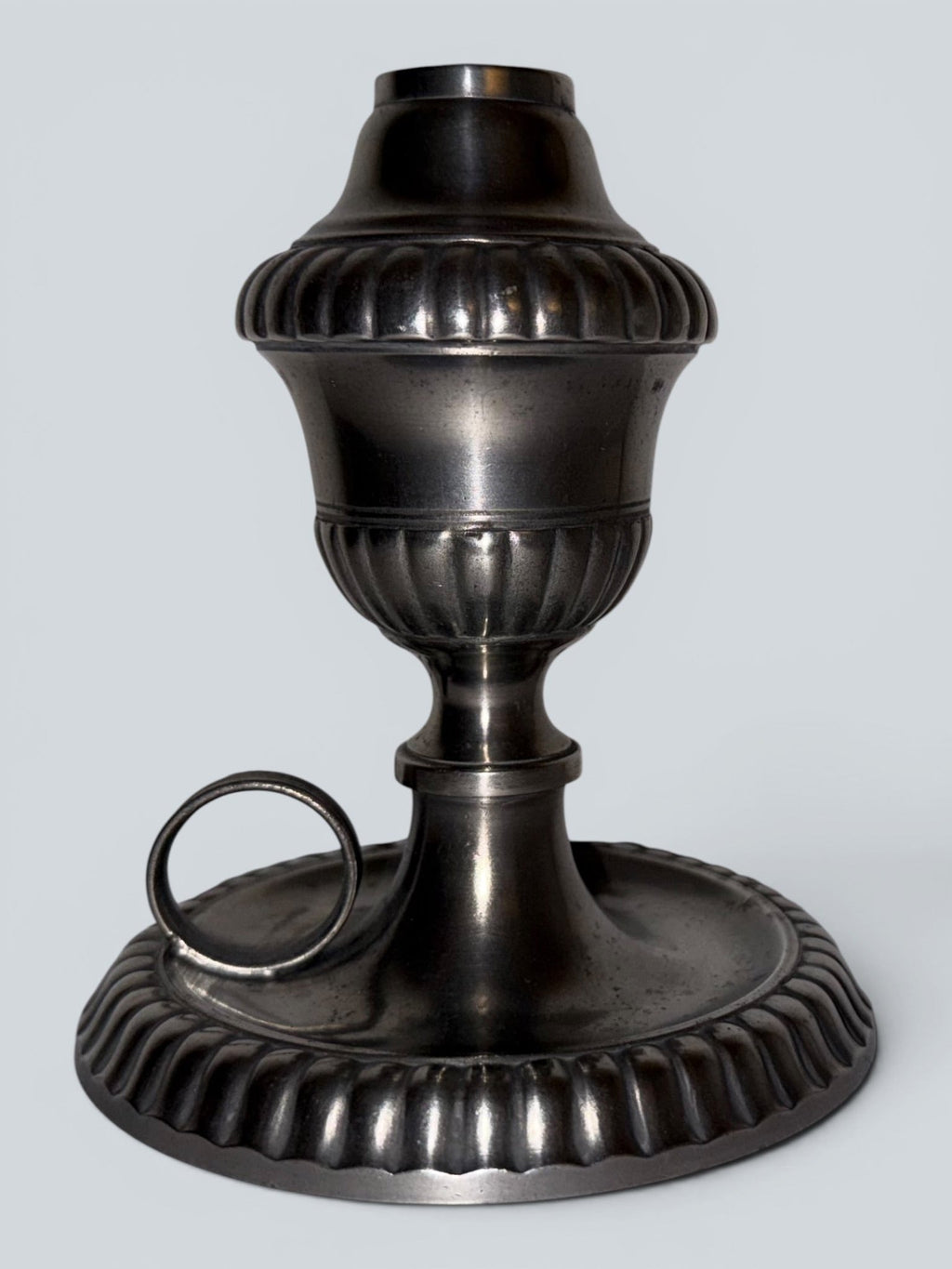 Pewter Cup and Saucer Fluid / Whale Oil Lamp w/ Double Tube Burner, Caps AntiqueAntiquesEtcetera