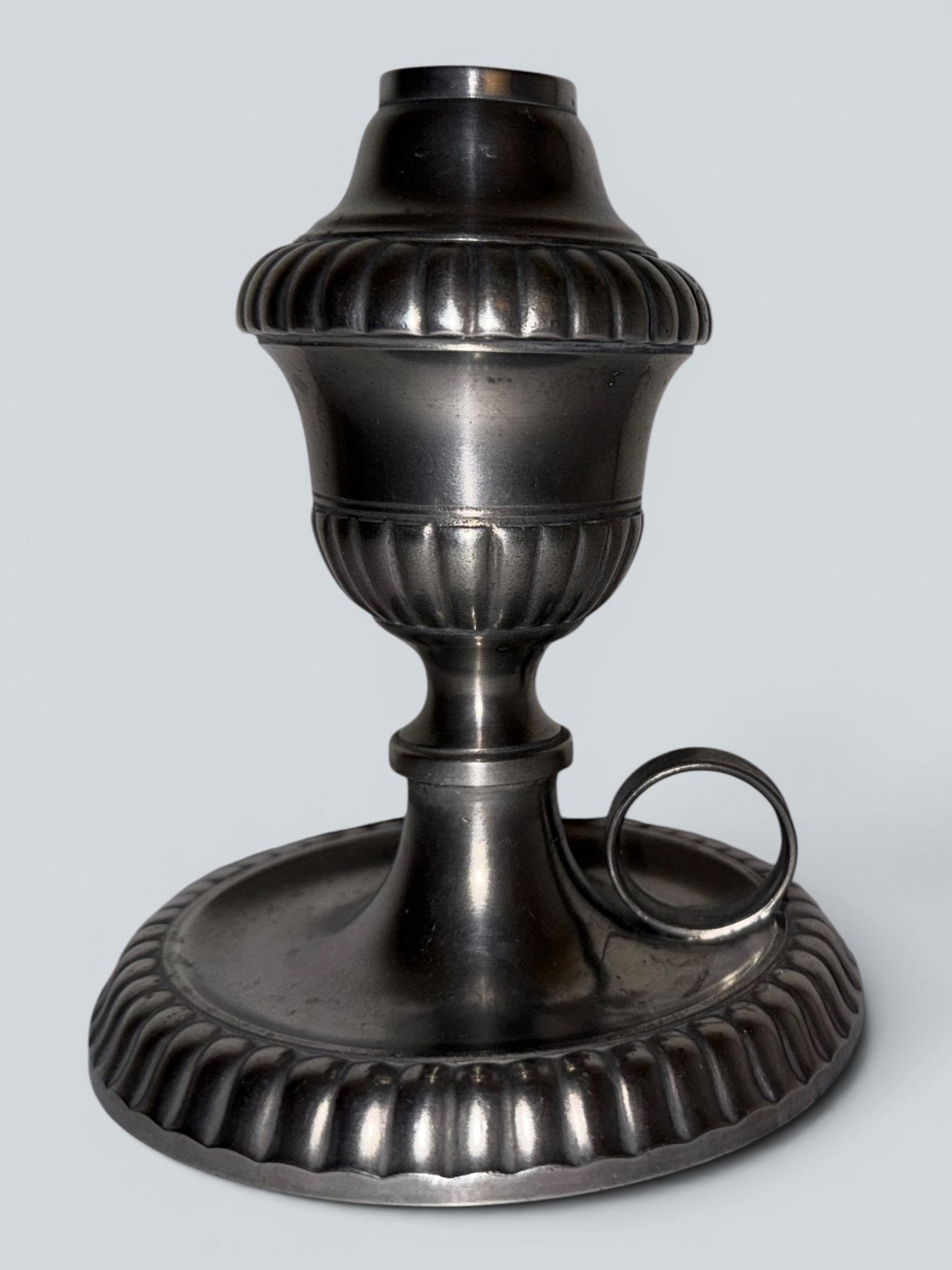 Pewter Cup and Saucer Fluid / Whale Oil Lamp w/ Double Tube Burner, Caps AntiqueAntiquesEtcetera