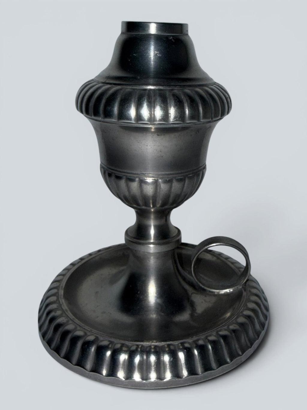 Pewter Cup and Saucer Fluid / Whale Oil Lamp w/ Double Tube Burner, Caps AntiqueAntiquesEtcetera