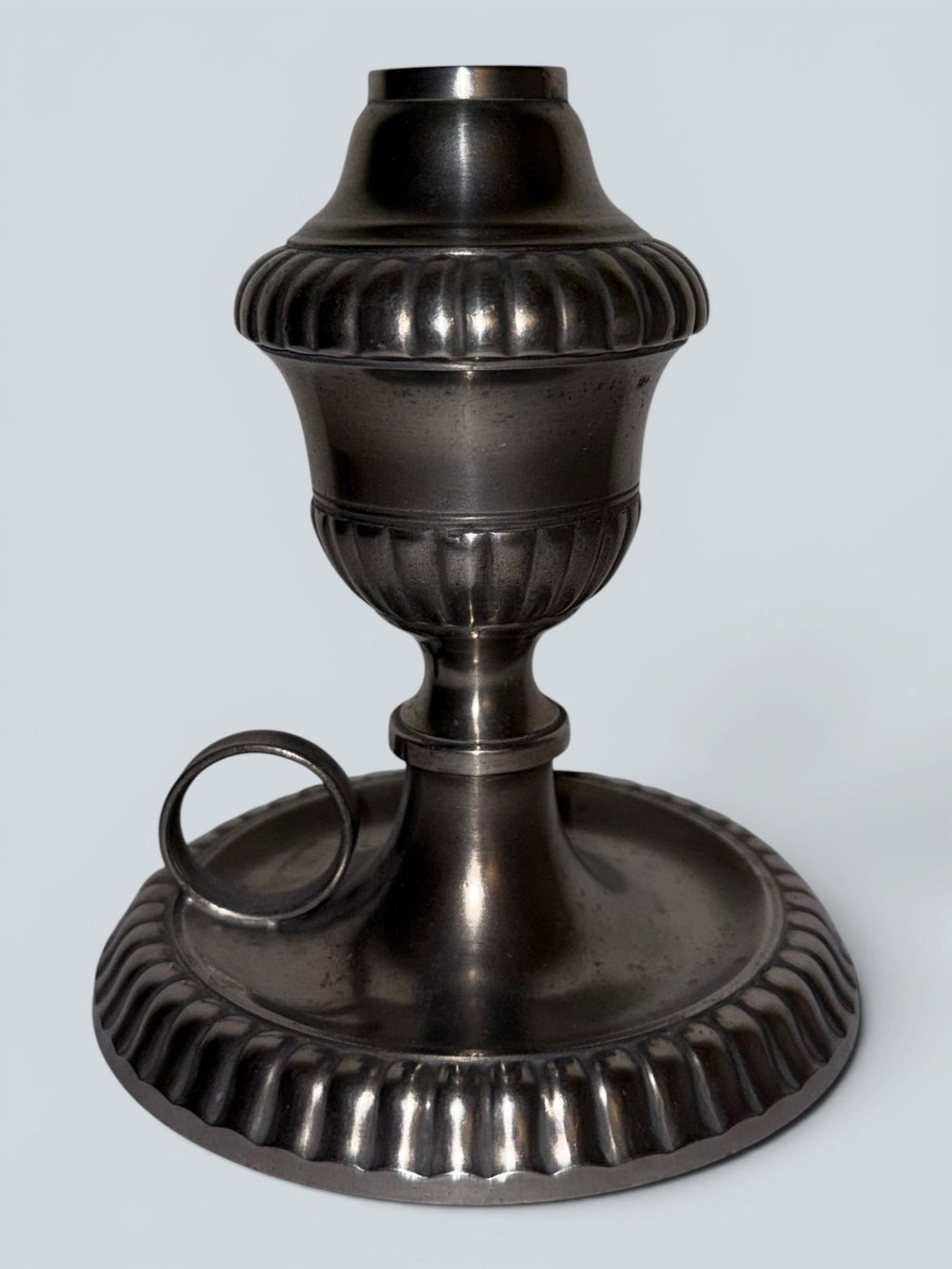 Pewter Cup and Saucer Fluid / Whale Oil Lamp w/ Double Tube Burner, Caps AntiqueAntiquesEtcetera