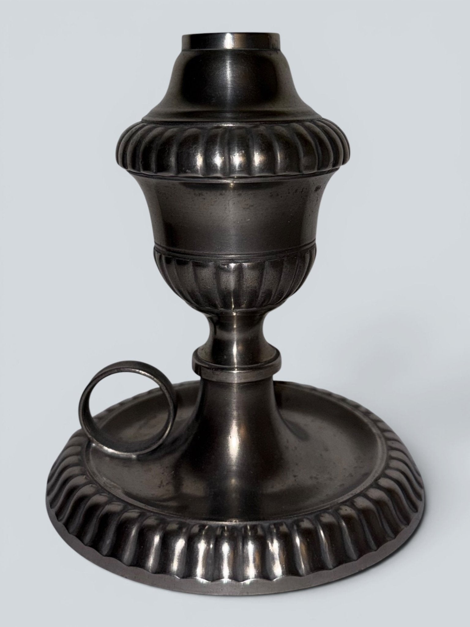 Pewter Cup and Saucer Fluid / Whale Oil Lamp w/ Double Tube Burner, Caps AntiqueAntiquesEtcetera