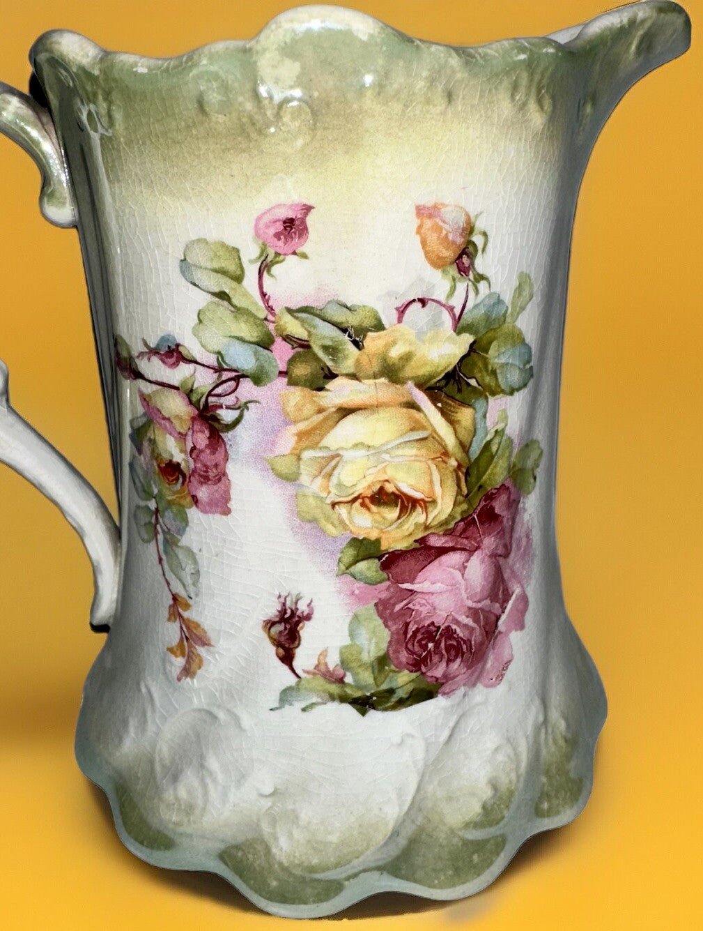 Porcelain Milk Pitcher Rose Garland Motif C P Co DIXIE Stamp Antique 6 3/8" High - AntiquesEtceteraPorcelain Milk Pitcher Rose Garland Motif C P Co DIXIE Stamp Antique 6 3/8" HighC P Co. DixieAntiquesEtcetera