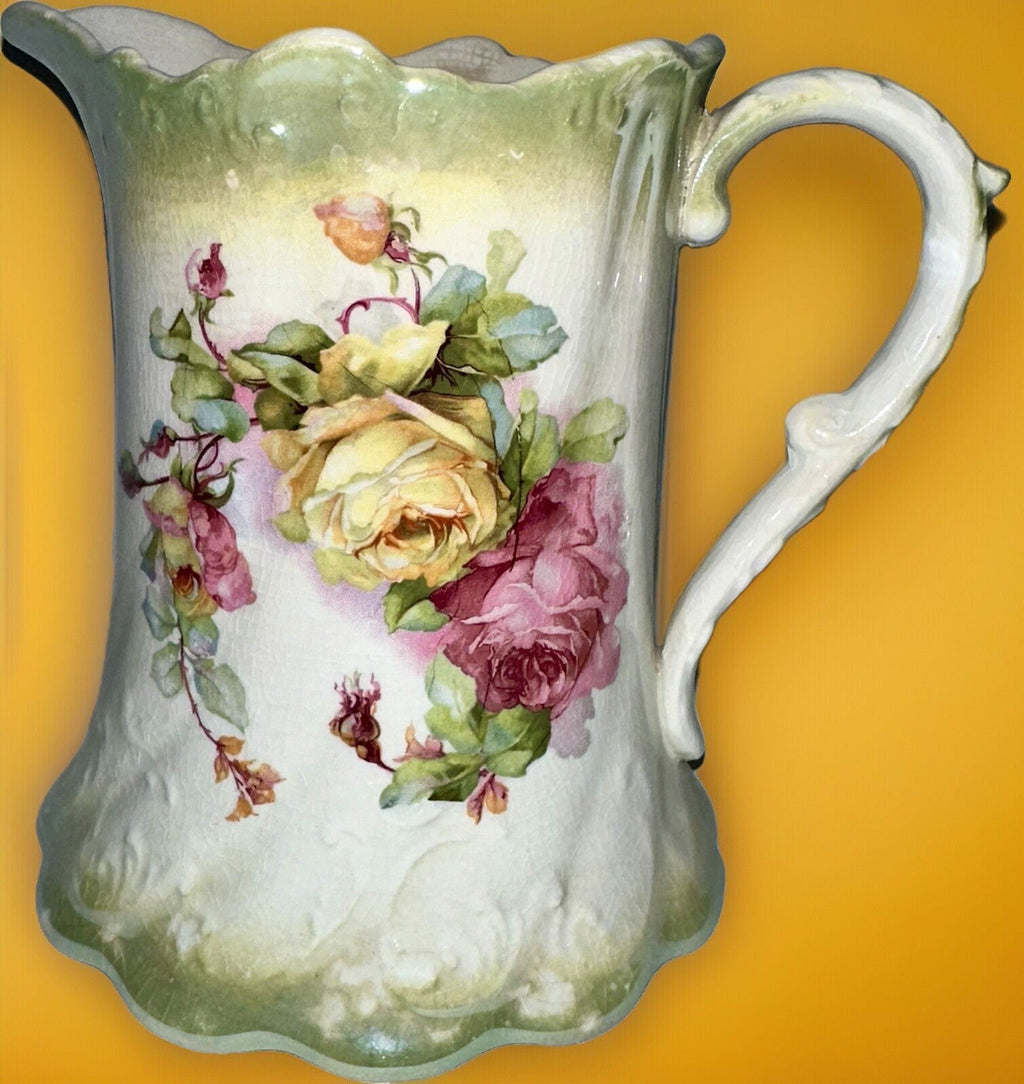 Porcelain Milk Pitcher Rose Garland Motif C P Co DIXIE Stamp Antique 6 3/8" High - AntiquesEtceteraPorcelain Milk Pitcher Rose Garland Motif C P Co DIXIE Stamp Antique 6 3/8" HighC P Co. DixieAntiquesEtcetera