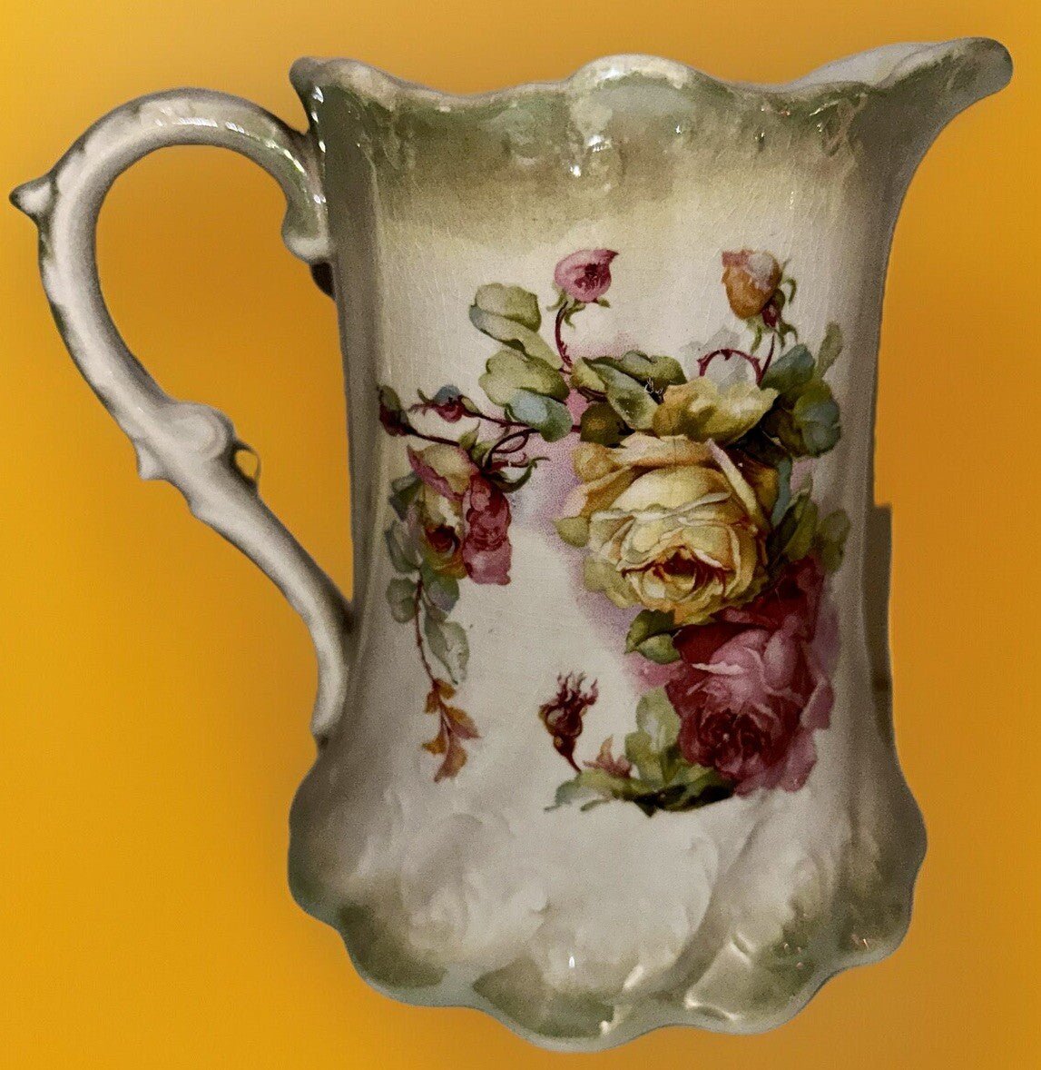 Porcelain Milk Pitcher Rose Garland Motif C P Co DIXIE Stamp Antique 6 3/8" High - AntiquesEtceteraPorcelain Milk Pitcher Rose Garland Motif C P Co DIXIE Stamp Antique 6 3/8" HighC P Co. DixieAntiquesEtcetera