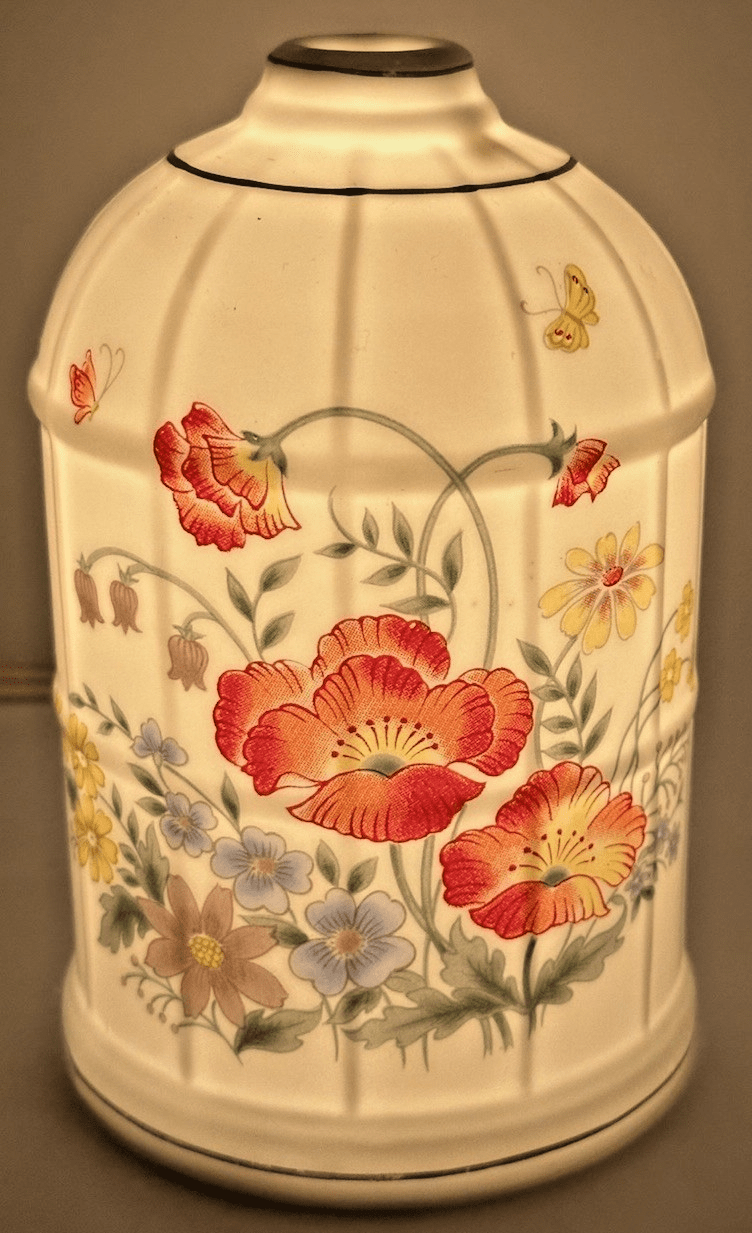 Porcelain Perfume Diffuser Night Lamp Light Dome Colorful Orange Poppy Bouquet - AntiquesEtceteraPorcelain Perfume Diffuser Night Lamp Light Dome Colorful Orange Poppy BouquetUnbrandedAntiquesEtcetera