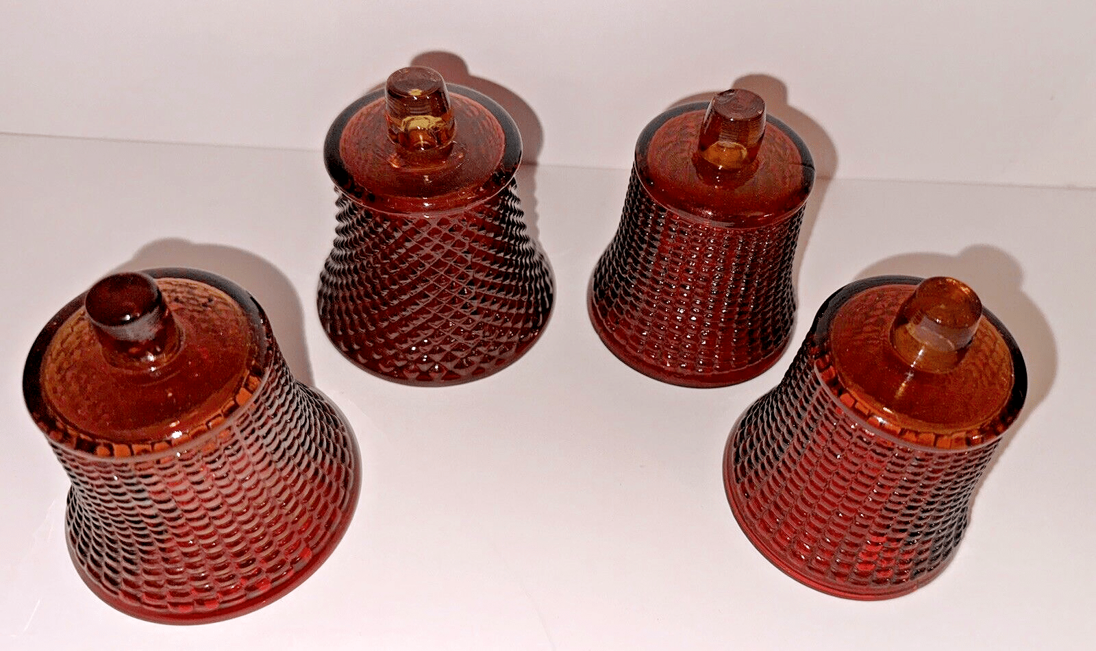 Pretty Set of 4 Vintage Amberina Glass Votive Candle Cup Holders Corn Cob Rows - AntiquesEtceteraPretty Set of 4 Vintage Amberina Glass Votive Candle Cup Holders Corn Cob RowsAntiquesEtceteraAntiquesEtcetera