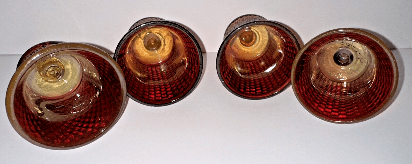 Pretty Set of 4 Vintage Amberina Glass Votive Candle Cup Holders Corn Cob Rows - AntiquesEtceteraPretty Set of 4 Vintage Amberina Glass Votive Candle Cup Holders Corn Cob RowsAntiquesEtceteraAntiquesEtcetera
