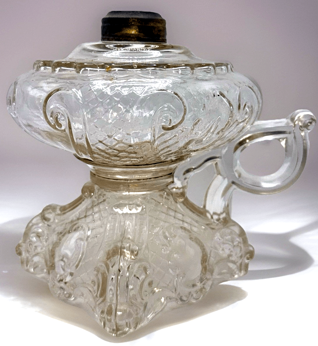 Princess Feather Footed Hand Oil Lamp Kerosene Unusual Variation of Handle THURO - AntiquesEtceteraPrincess Feather Footed Hand Oil Lamp Kerosene Unusual Variation of Handle THUROAntiqueAntiquesEtcetera