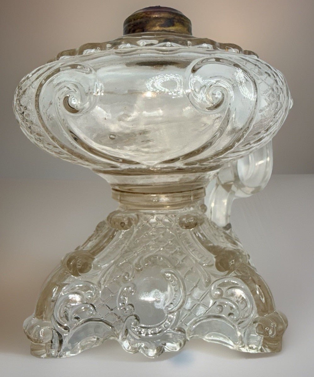 Princess Feather Footed Hand Oil Lamp Kerosene Unusual Variation of Handle THURO - AntiquesEtceteraPrincess Feather Footed Hand Oil Lamp Kerosene Unusual Variation of Handle THUROAntiqueAntiquesEtcetera