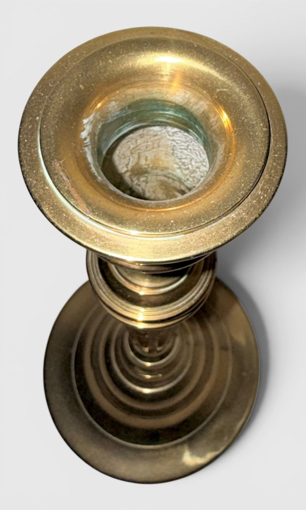 Rare Whale Oil Candlestick Peg Lamp w/ Holder Colorless Glass - for Cork BurnerAntiquesEtcetera
